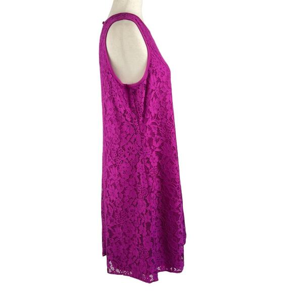 NINE WEST LACE SLEEVELESS CREWNECK SHIFT DRESS IN MAGENTA WOMEN'S SIZE 8 - Picture 3 of 16